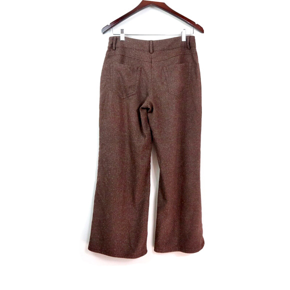 Vintage Cache Size 4 Herringbone Tweed Wide Leg Trousers Brown - Picture 4 of 8